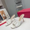 Dép cao gót VALENTINO màu trắng đế nhỏ thanh lịch cao 9cm tôn dáng