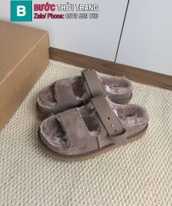 Dép lông UGG màu ghi lót lông ấm áp đế cao su đàn hồi bền bỉ