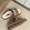 Dép lông UGG màu nâu lót lông ấm áp đế cao su đàn hồi bền bỉ