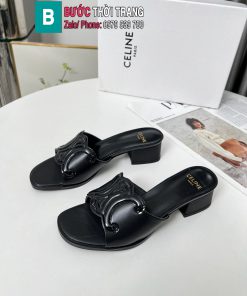Dép cao gót CELINE màu đen cao cấp da bò mềm đanh sang trọng trong từng bước chân