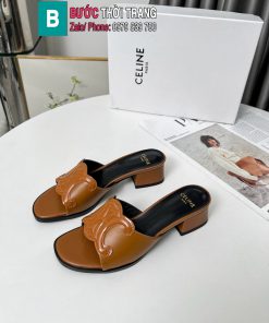 Dép cao gót CELINE màu nâu cao cấp da bò mềm đanh sang trọng trong từng bước chân