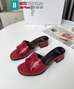 Dép cao gót CELINE màu đỏ đô cao cấp da bò mềm đanh sang trọng trong từng bước chân