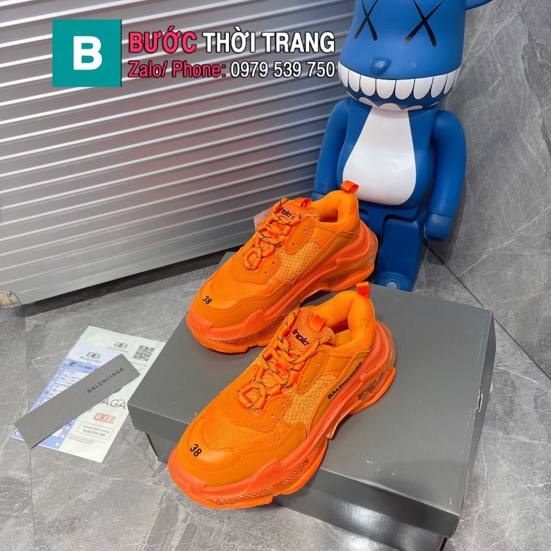 GIÀY THỂ THAO NAM NỮ BAlenciaga* Triple S màu cam cao cấp