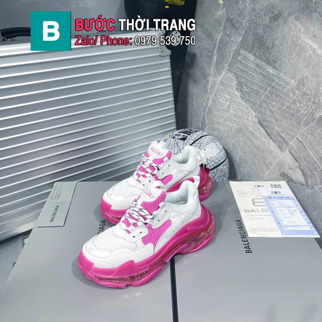 GIÀY THỂ THAO NAM NỮ BAlenciaga* Triple S màu trắng hồng cao cấp
