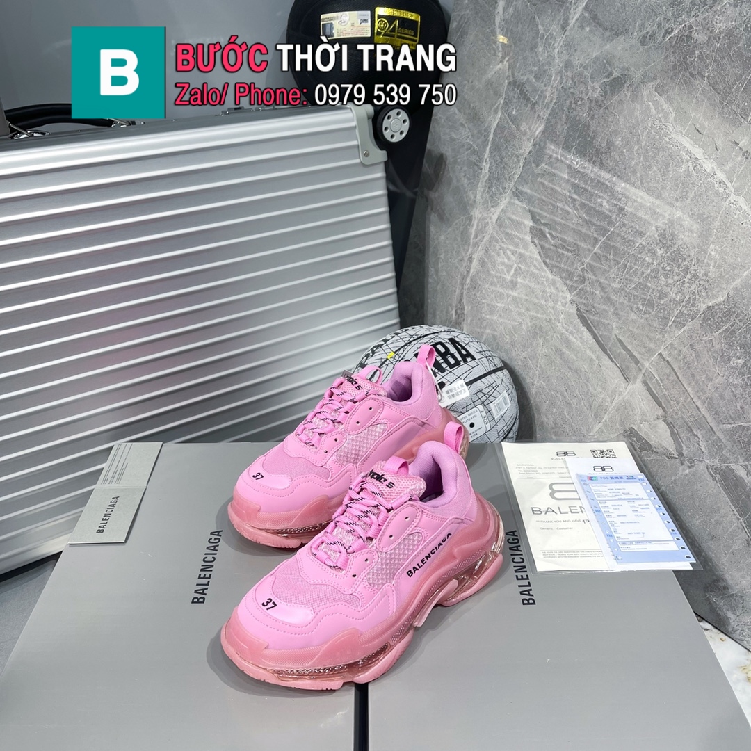 GIÀY THỂ THAO NAM NỮ BAlenciaga* Triple S màu hồng cao cấp