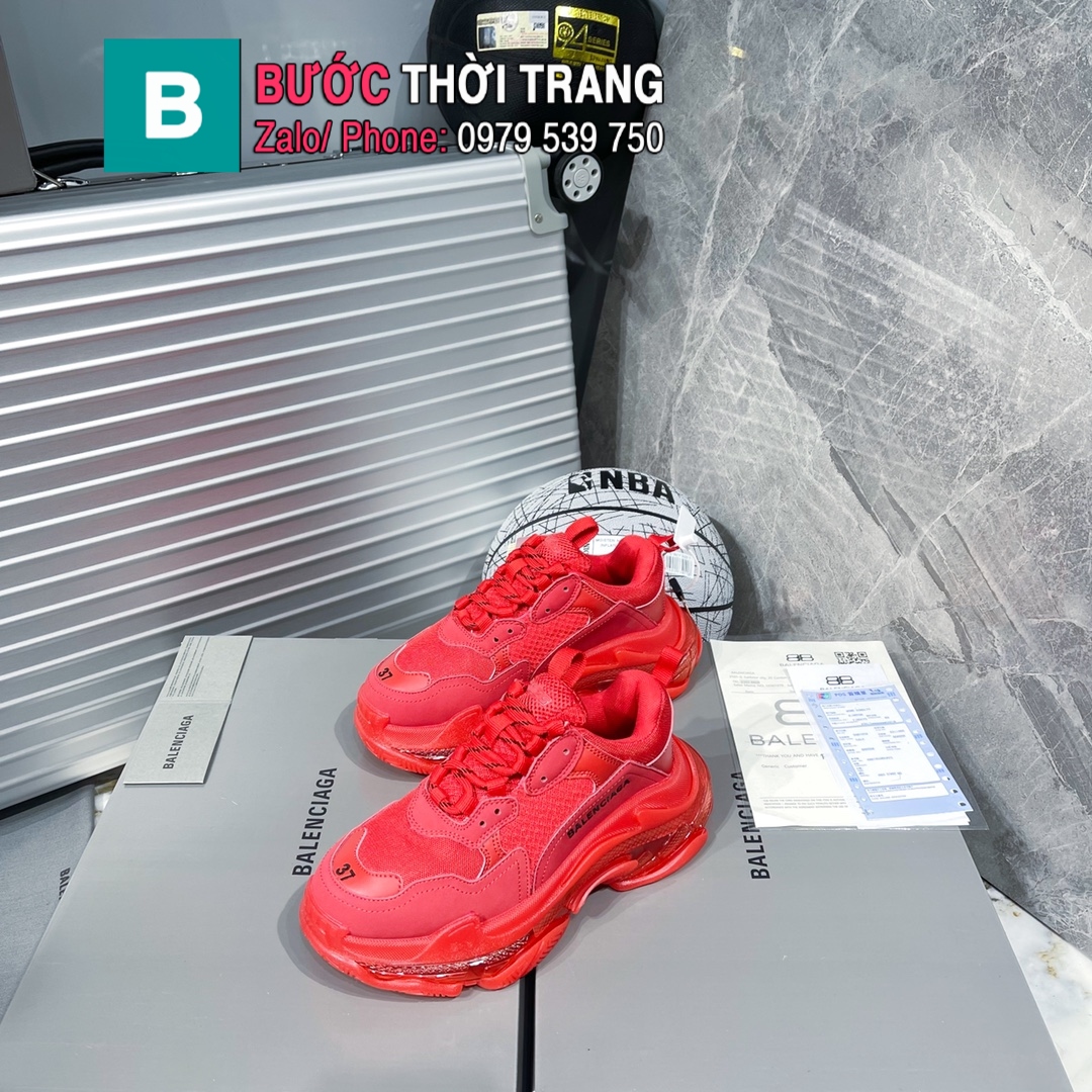 GIÀY THỂ THAO NAM NỮ BAlenciaga* Triple S màu đỏ cao cấp
