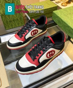 Giày Gucci MAC80 da bò cao cấp màu đen đỏ viền trắng đế cao su lượn sóng đàn hồi vượt trội