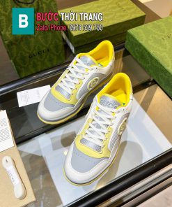 Giày Gucci MAC80 da bò cao cấp màu ghi vàng viền trắng đế cao su lượn sóng đàn hồi vượt trội