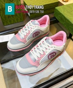 Giày Gucci MAC80 da bò cao cấp màu trắng viền hồng đế cao su lượn sóng đàn hồi vượt trội