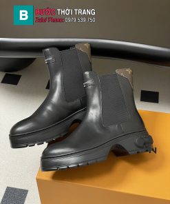 Giày bốt LV Squad Chelsea thời thượng màu đen nâu cổ chun tinh tế chế tác từ da bò trơn mịn đế cao 5cm