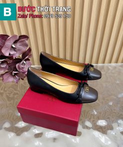 Giày búp bê VALENTINO cao cấp màu đen mũi nâu sang trọng đế cao 2,5cm