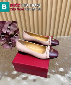 Giày búp bê VALENTINO cao cấp màu nude hồng mũi nâu sang trọng đế cao 2,5cm
