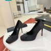 Giày cao gót Christian Louboutin màu đen cao cấp chất liệu lụa đen sang trọng đế cao 10cm tôn dáng