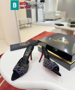 Giày cao gót Christian Louboutin cao cấp màu đen chất liệu da cừu Fever sang trọng đế cao 10cm tôn dáng