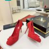 Giày cao gót Christian Louboutin cao cấp chất liệu lụa đỏ sang trọng đế cao 10cm tôn dáng