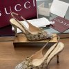 Giày cao gót GUCCI màu nâu gót nhọn 4,5cm mũi nhọn lấp lánh logo nổi bật