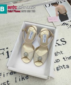 Giày cao gót JIMMY CHOO màu be cao cấp đính ngọc lấp lánh đế cao 8.5cm và 10cm