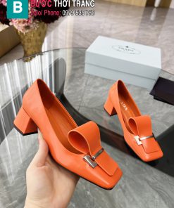 Giày cao gót PRADA siêu cấp màu cam thiết kế độc đáo sáng tạo đế cao 4cm