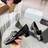 Giày cao gót PRADA siêu cấp màu đen thiết kế độc đáo sáng tạo đế cao 4cm