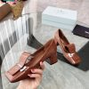 Giày cao gót PRADA siêu cấp màu nâu thiết kế độc đáo sáng tạo đế cao 4cm