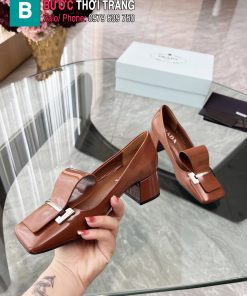 Giày cao gót PRADA siêu cấp màu nâu thiết kế độc đáo sáng tạo đế cao 4cm