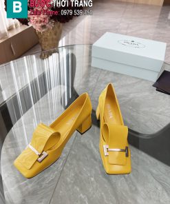 Giày cao gót PRADA siêu cấp màu vàng thiết kế độc đáo sáng tạo đế cao 4cm