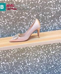 Giày cao gót VALENTINO màu be vải lụa cao cấp mềm mại đế cao 4,5cm