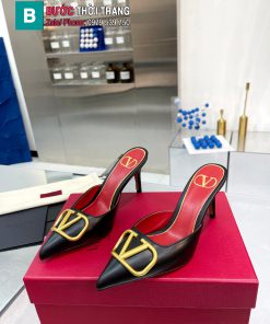 Giày cao gót VALENTINO màu đen cao cấp đế đỏ da bò mềm mại đế cao 7,5cm
