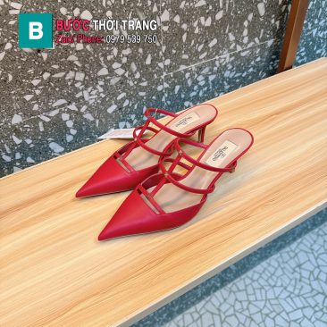 Giày cao gót VALENTINO màu đỏ mũi nhọn quai vòng đặc sắc đế cao 6.5cm