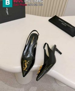 Giày cao gót YSL siêu cấp màu đen da bóng mềm mũi nhọn nữ tính