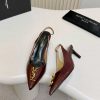 Giày cao gót YSL siêu cấp màu đỏ nâu da bóng mềm mũi nhọn nữ tính