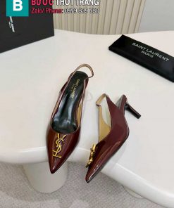 Giày cao gót YSL siêu cấp màu đỏ nâu da bóng mềm mũi nhọn nữ tính