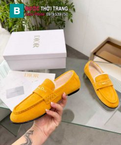 Giày lười CD màu vàng da bò cao cấp được lót lông mềm êm