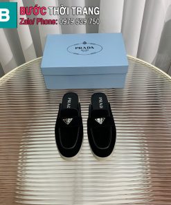 Giày lười PRADA màu đen da cừu mềm êm cao cấp đế cao su đàn hồi bền bỉ