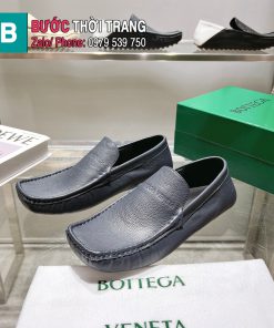 Giày nam Bottega cao cấp màu xanh đen da bò mềm mịn mũi vuông cá tính