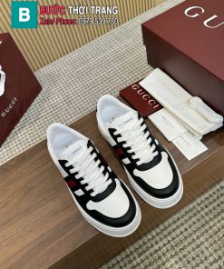 Giày GUCCI nam buộc dây màu trắng viền đen cao cấp đế cao su đúc đàn hồi vượt trội