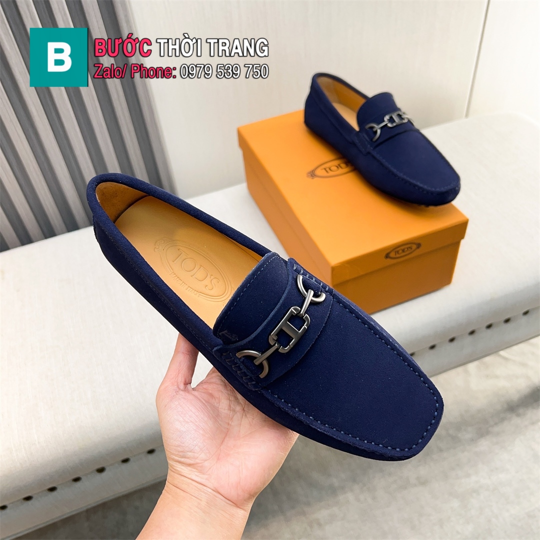 Giày nam TODS màu xanh lam đậm da lộn cao cấp mang lại cảm giác mềm mại, thoáng khí và bền bỉ vượt trội