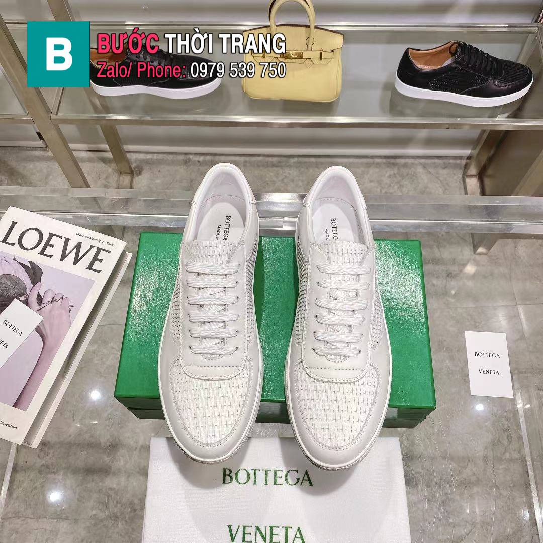 Giày nam buộc dây BOTTEGA màu trắng cao cấp phong cách sang trọng và tinh tế bậc nhất.