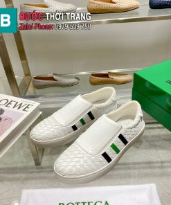 Giày lười Bottega đan thủ công cao cấp màu trắng phong cách sang trọng