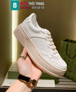 Giày thể thao GUCCI màu trắng ngà cao cấp đế giày IP siêu nhẹ kiểu dáng tinh tế, dễ phối đồ.