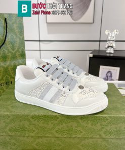 Giày thể thao Gucci Screener cao cấp màu ghi trắng sang trọng