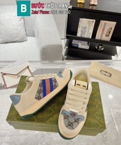 Giày thể thao Gucci Screener cao cấp màu trắng ngà gót xám sang trọng