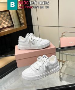 Giày thể thao MIU*MIU màu trắng phong cách cọ xước thiết kế đường kẻ đơn giản nhưng tinh tế cực đẹp