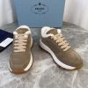 Giày thể thao PRADA nữ màu be nâu lót lông mềm ấm đế TPU nguyên bản cao cấp
