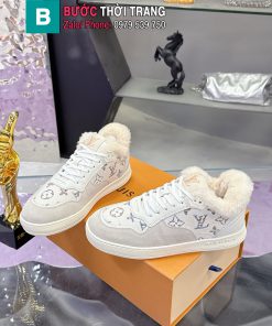 Giày thể thao LV stadium màu ghi trắng lót lông cừu cao cấp full hộp
