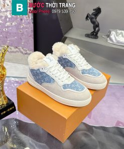 Giày thể thao LV stadium màu xanh lót lông cừu cao cấp full hộp