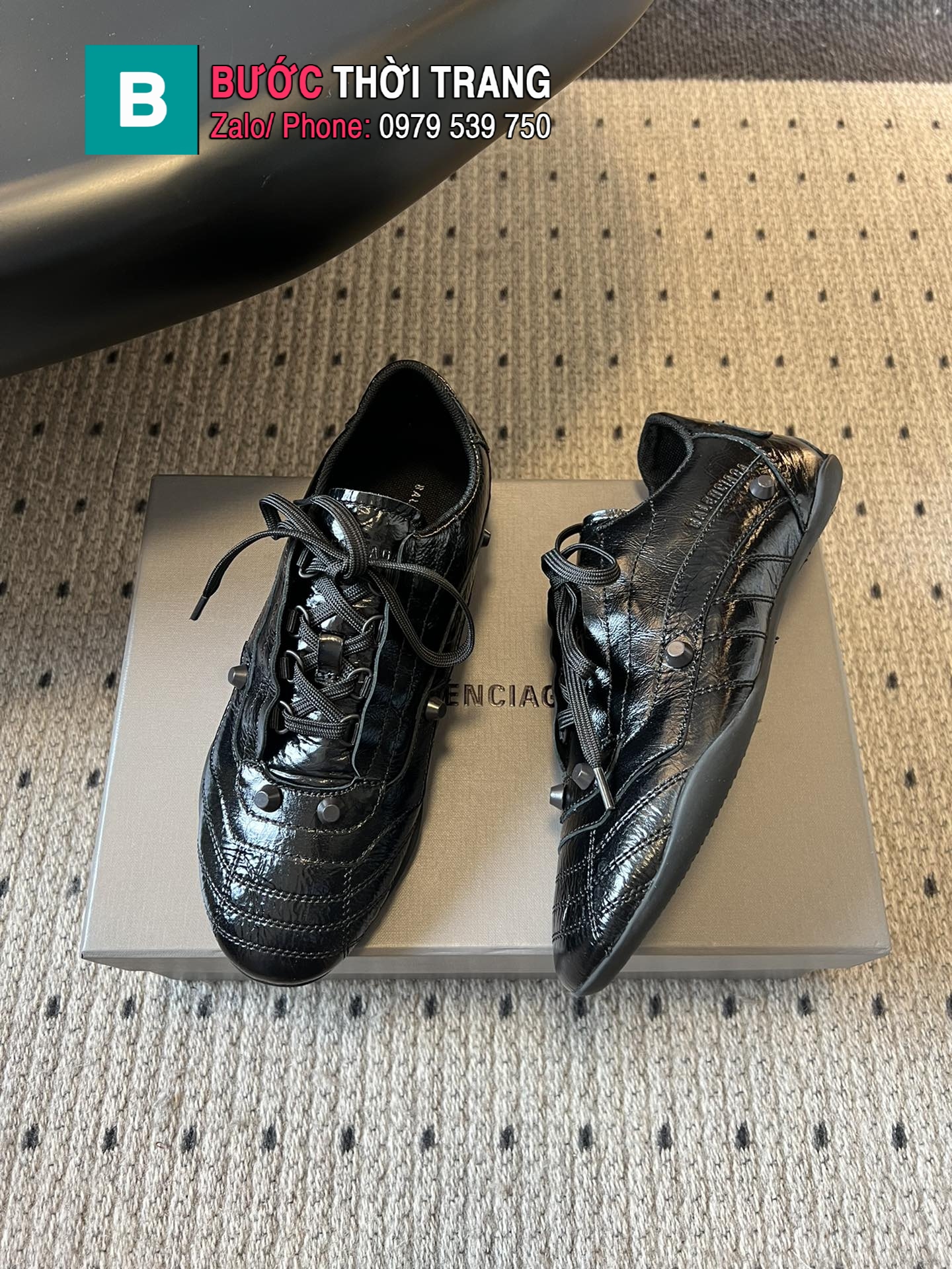 Giày thể thao nữ BALENCIAGA màu đen phong cách retro cá tính