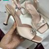 Sandal cao gót GUCCI cao cấp màu be hồng chế tác từ vải lụa mềm mịn đẳng cấp sang trọng