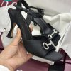 Sandal cao gót GUCCI cao cấp màu đen chế tác từ vải lụa mềm mịn đẳng cấp sang trọng