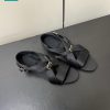Sandal nữ Loro Piana LP màu đen đế bệt cao cấp chất liệu lụa mềm mại
